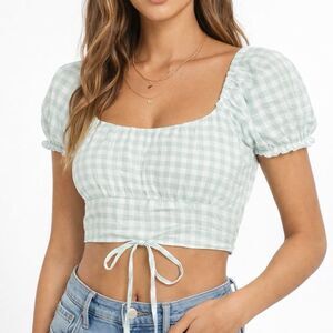 Tilly’s RSQ pastel green gingham puff sleeve top